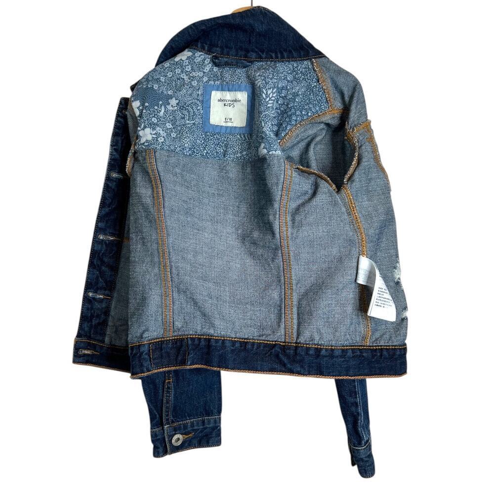 Abercrombie Kids Distressed Denim Jean Jacket Blue Trucker Style Big Girl 9/10 - Picture 3 of 7